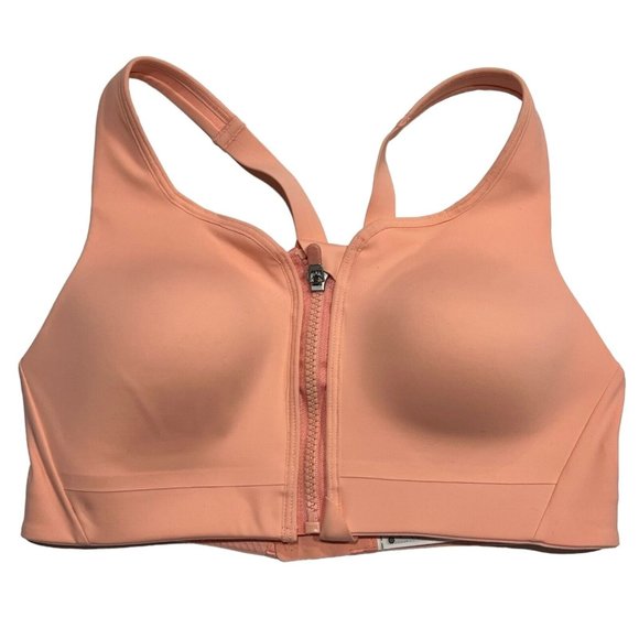 NWT ATHLETA Advance Zip Front Bra Sz 32C Peach Orange